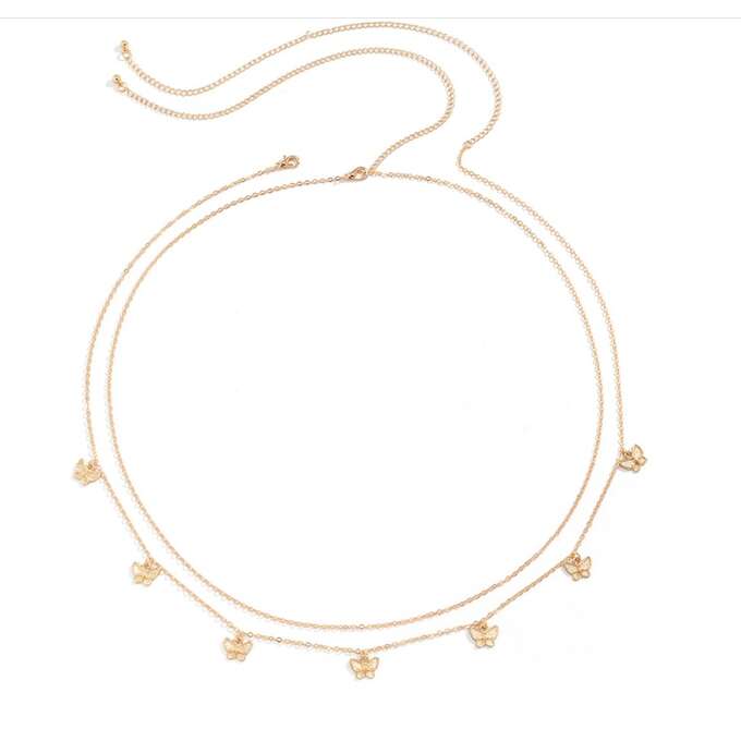 Verižica za  trebuh Metulj-zlata