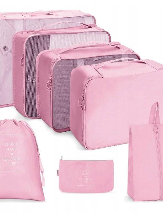 7-Delni organizator oblačil in kozmetike-roza